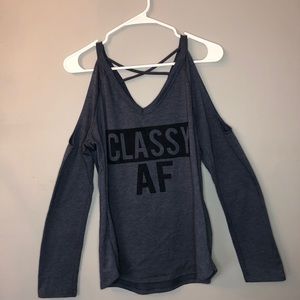 Charlotte Russe open shoulder long sleeve shirt